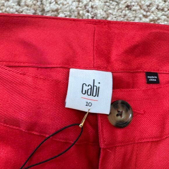 CABI Womans Jeans/Pants, Valentine Trouser, Perfect Red, 10 LONG/TALL, Linen - Picture 3 of 11